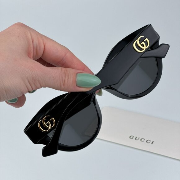 Gucci GG0957S 002 BRAND NEW Sunglasses Black Grey Unisex Oval main image 7